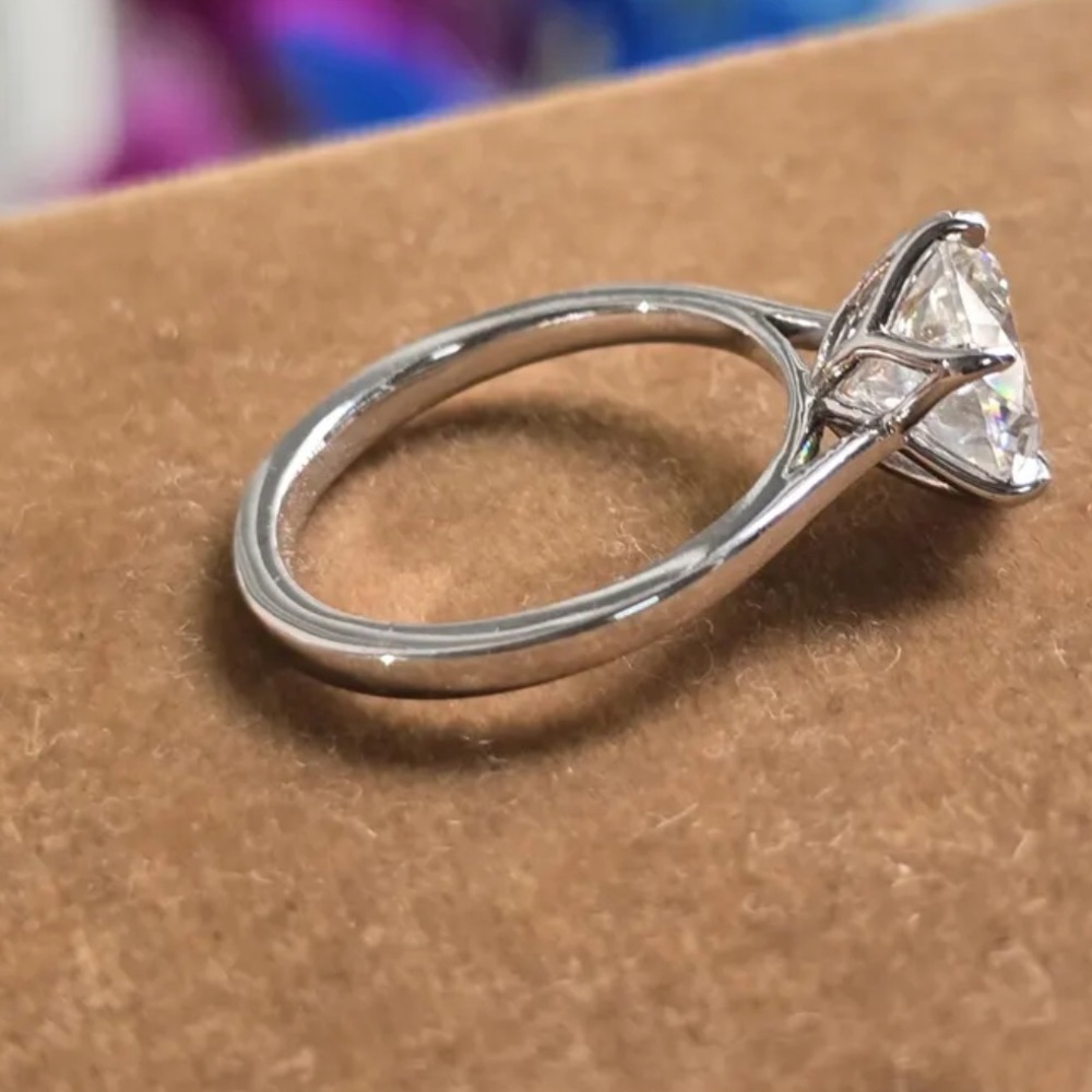Unique Engagement 4CT Tulip , Cathedral setting ring white gold plated size 8 - Picture 3 of 9